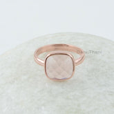 Morganite Quartz Silver Gemstone Bezel Ring - 925 Sterling Silver Ring - Gemstone Rose Gold Ring - Artisan Jewelry - Jewelry for Everyday